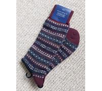 GENUINE POLO RALPH LAUREN Wine 44% Wool Fairisle SOCKS Made Japan 889172SR RL10