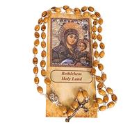 Genuine Real Blessed Olive Wood Rosary Beads Necklace With Jerusalem Soil From Holy Sepulchre (Virgin Mary Of Bethlehem)