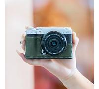 Genuine Real Leather Camera Half Case For Fu ji Film X-M5 Protector Cover Bag (Green Case Only)