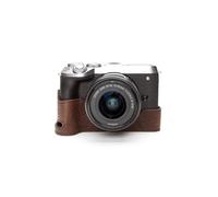 Genuine Real Leather Half Camera Case Bag Cover for Canon EOS M6 Mark ii M2 Coffee color Bottom Open