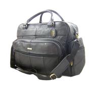 GENUINE REAL LEATHER HOLDALL TRAVEL, CABIN, FLIGHT, WEEKEND, LAPTOP MENS WOMANS SHOULDER BAG BLACK OR BROWN (Black)