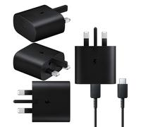 Genuine Samsung Charger 25W Super Fast UK Mains Plug USB-C and Cable In Black