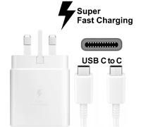 Samsung Original 45W USB-C Tablet and Mobile Phone Wall/Mains Plug Charger - Genuine Super Fast Charging 2.0 for Samsung Galaxy Note S10+ and other USB Type C Devices- White, EP-TA845XWEGGB