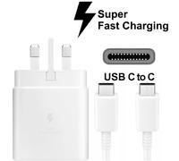 Samsung Original 45W USB-C Tablet and Mobile Phone Wall/Mains Plug Charger - Genuine Super Fast Charging 2.0 for Samsung Galaxy Note S10+ and other USB Type C Devices- White, EP-TA845XWEGGB
