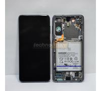 Genuine Samsung S21, S21 5G (G990, G991B) LCD Assy +Frame +Batt Grey GH82-24716A