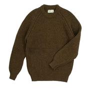 Genuine Scottish Knits Chunky Fisherman Crew Neck Jumper Oak Brown Large