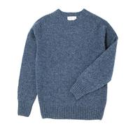 Genuine Scottish Knits Vintage Shetland Crew Neck Jumper Storm Blue Small