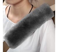 Genuine Sheepskin Soft Fuzzy Car Seat Belt Pad,2 Pack Fluffy Seat Belt Cover for Shoulder Pad Neck Cushion Protector Car Accessories (Graphite)