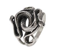 Genuine Silver Stereoscopic Snakes Ring for men ~ 925 Silver Retro Exaggerated Luxury 2 headed snake Ring,