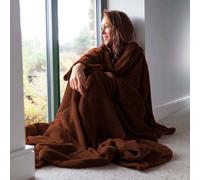 Chocolate Snug Rug Deluxe Blanket With Sleeves Luxury Cosy Super Soft Coral Fleece Fabric Long Oversized Pouch Pocket Adults
