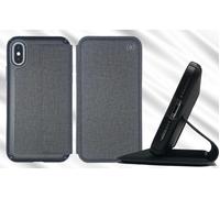 Speck iPhone XS/X Case, Folio Wallet Flip Slim Protective Presidio Cover Case with Hidden Card Slots and Built In Stand - Black/Grey