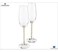 Genuine SWAROVSKI CRYSTAL TOASTING FLUTES PAIR GOLD 5102143