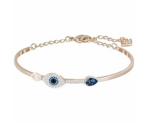 Genuine Swarovski Duo Evil Eye & Blue Crystal Drop. Rose Gold Plated 5171991