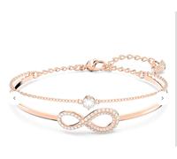 Genuine Swarovski Infinity White Crystal Rose Gold Tone Plated Bangle 5518871