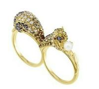 Genuine SWAROVSKI MARCH SQUIRREL DOUBLE MOTIF RING GOLD PLATE SIZE 58-60 5448907