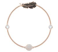Genuine Swarovski Remix Feather Strand Bracelet, Black, Rose-gold, Large-5511089