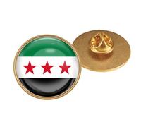 Genuine Syrian Flag Lapel Pin Durable Iron Material Portable Cultural Research and Unique Fashion Statement Wearable Flag, ラウンド