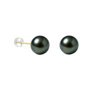 Genuine Tahitian Black Pearl Earrings for Women, 8-11mm AAAA Handpicked Natural Black Pearl Stud Earrings with 18K Gold Earring Posts, Luxury Birthday Gifts for Wife, Women, Mother, Girlfriend, 10