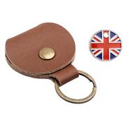 Genuine Tan Leather Pound Pouch with a Trolley Token of your selection Fob Keyring Pound Pouch Keychain Key Ring Holder (Union Jack)