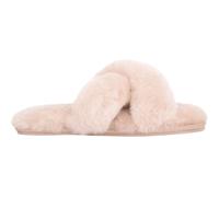 Genuine Thick Sheepskin Open Back Peep Toe Cross Over Slipper Slider SNUGRUGS Ivory 6