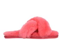 Genuine Thick Sheepskin Open Back Peep Toe Cross Over Slipper Slider SNUGRUGS Light Red 5