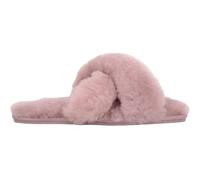 Genuine Thick Sheepskin Open Back Peep Toe Cross Over Slipper Slider SNUGRUGS Pink 6