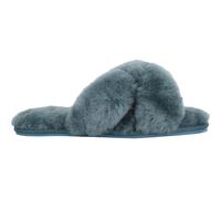 Genuine Thick Sheepskin Open Back Peep Toe Cross Over Slipper Slider SNUGRUGS Teal 6