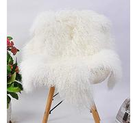 Genuine Tibetan Mongolian Sheepskin Area Rugs Long Wool Frizzy Hair Hide Fur Pelt Mat Carpet Throw for Bedroom, Living Room,Home Decor 2'x3'