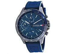 GENUINE TOMMY TH1791721 HILFIGER MENS WATCH BANK BLACK & GREY TONE BLUE DIAL NEW