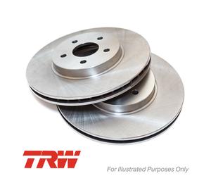 Genuine TRW Front Vented Coated Brake Discs Set Pair - DF6255