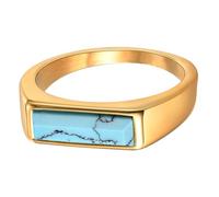 Genuine Turquoise Gemstones Stackable Rings Protective Bezels Edges Sweat Resistant Stainless Steel Wedding Jewelry Adjustable Openable Crystal Jewelry