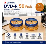 Genuine Verbatim 43522 DVD-R AZO 4.7GB 16X Matt Silver Surface 50 Pack