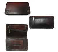 Genuine Vinatge Leather Premium Quality Tobacco Pouch Bag for Tobacco with zipper 4x7x1 Inches (Two Tone Brown)