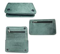 Genuine Vinatge Leather Premium Quality Tobacco Pouch Bag for Tobacco with zipper 4x7x1 Inches (Vintage Green)