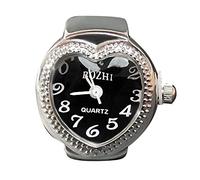 Genuine Watch Ring to Tell the Time Watch Ring Round Chunky Ring Silver Adjustable Ring Fashion Watch Jewelry Chicken Rings Numbered, one size, Metal, No Gemstone