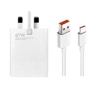 Genuine Xiaomi 67W Fast Charger UK Plug USB-C 6A Cable MDY-12-EG White
