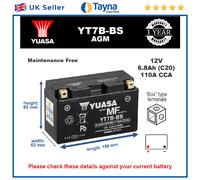 Genuine Yuasa YT7B-BS High Power AGM GEL Motorbike Motorcycle Battery YT7BBS