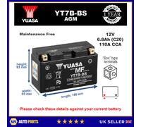 Genuine Yuasa YT7B-BS High Power AGM GEL Motorbike Motorcycle Battery YT7BBS