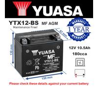 Genuine Yuasa YTX12-BS High Power AGM GEL Motorbike Motorcycle Battery YTX12BS