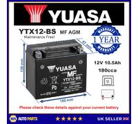 Genuine Yuasa YTX12-BS High Power AGM GEL Motorbike Motorcycle Battery YTX12BS