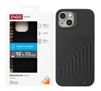 Gear 4 ZAGG Brooklyn Snap D30 Protective Case Compatible with iPhone 14, Slim, Shockproof, Wireless Charging, MagSafe,Vegan Leather, (Black)