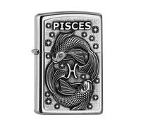 Zippo Lighter Pisces Zodiac Sign Street Chrome Windproof Horoscope Refillable