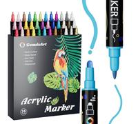 GenuisArt 36 Colors Acrylic Paint Pens, Acrylic Paint Markers Dual Tip, with Dot Tip and Fine Tip, Acrylic Markers for Rock Painting, Wood, Canvas, Fabric, Paper, DIY Crafts Making Art Supplies