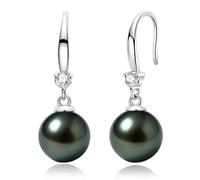 Genunie Tahitian Black Pearl Earrings, 9-11mm AAAA Natural Ocean-Grown Pearls with Sterling Silver Moissanite Earring, Anniversary Wedding Birthday Christmas Gift for Wife Mom Daughter, Women Jewelry