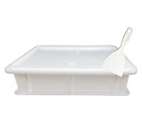 GENUS DEI Pizza and Bread Leavening Box, Food Container -Plastic Dough Box + Lid, 30 x 40 x 10 cm White Plastic Dough Paddle