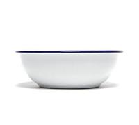 Genware 432W White Enamel Bowl With Blue Rim, 16 cm/6.25"
