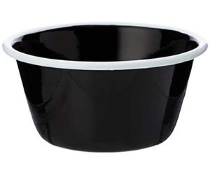Genware 59512 Enamel Round Deep Pie Dish, 12 cm, Black/White