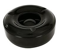 Genware Black 5.75" Windproof Melamine Ashtray, Base and Lid - AT-WIND