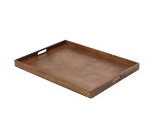 Genware Butler Tray 64 x 48 x 4.5cm, Single, Acacia Wood, Brown, Rectangular
