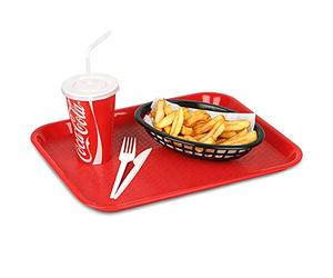 Genware CT1014-05 Polypropylene Fast Food Tray, Small, Red, 355mm Length, 274mm Width